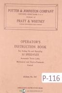 Potter & Johnston-Pratt & Whitney-Potter & Johnston, Whitney 3U Speed-Flex Turret Lathe Operators Instruct Manual-3U-Speed-Flex-01